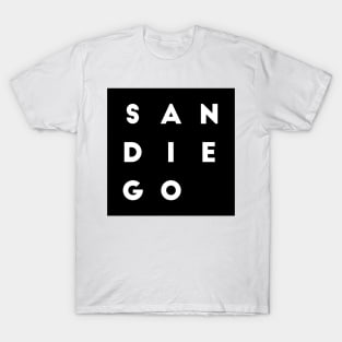 San Diego | Black square letters T-Shirt